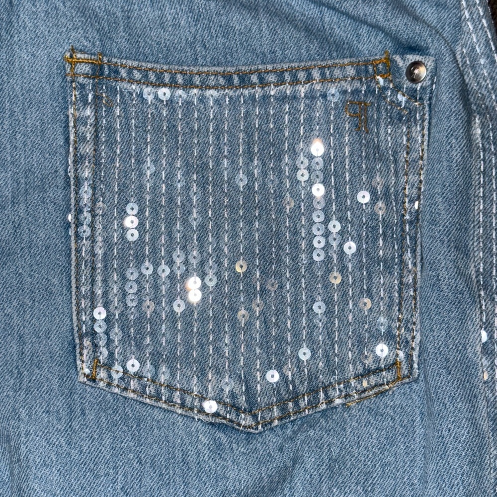 Anthropologies Pilcro Sequin Skater High-Rise Wide-Leg Jeans - Picture 9 of 14